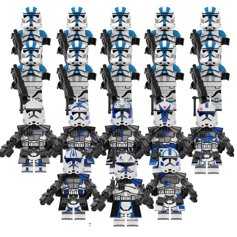 Minifigure set — assorted robot & soldier figures, mixed packs 8–120 pcs, combinable