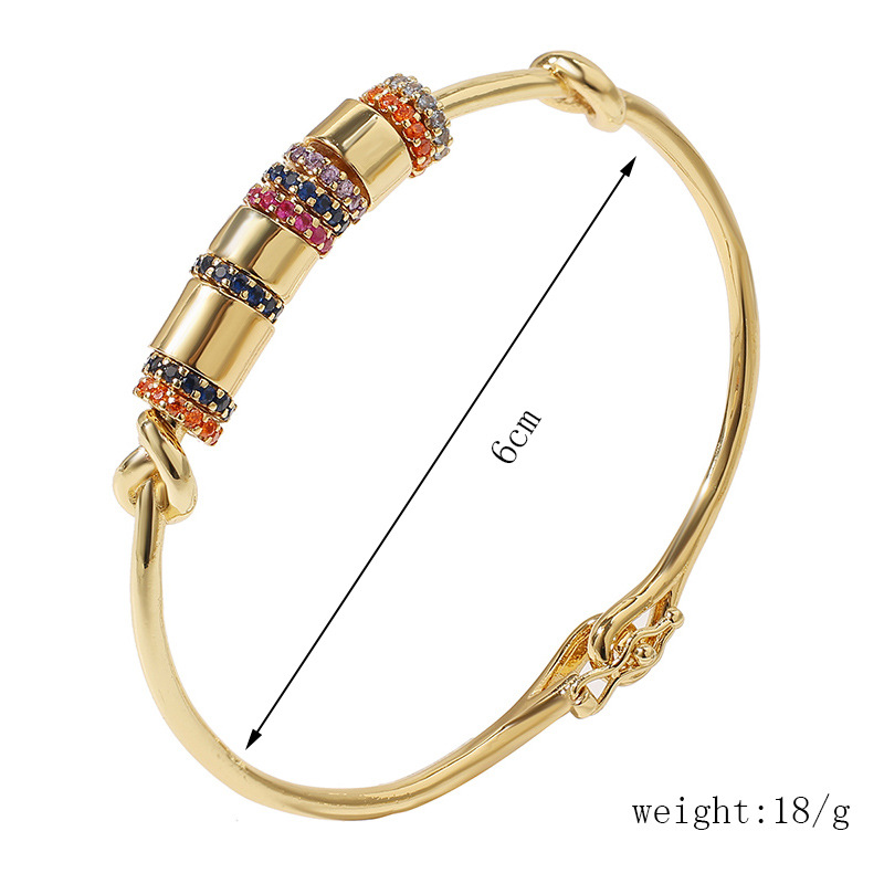 Korean copper inlaid zirconium open gold plating bracelet wholesale Nihaojewelry