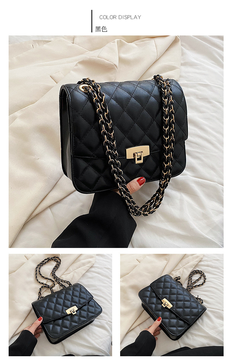 New Rhombus Embossed Braided Chain One-shoulder Small Square Bag 23*18*9cm display picture 9