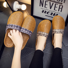 夏季居家亚麻拖鞋透气藤草席编织厚底男女春秋欧式室内凉拖鞋批发