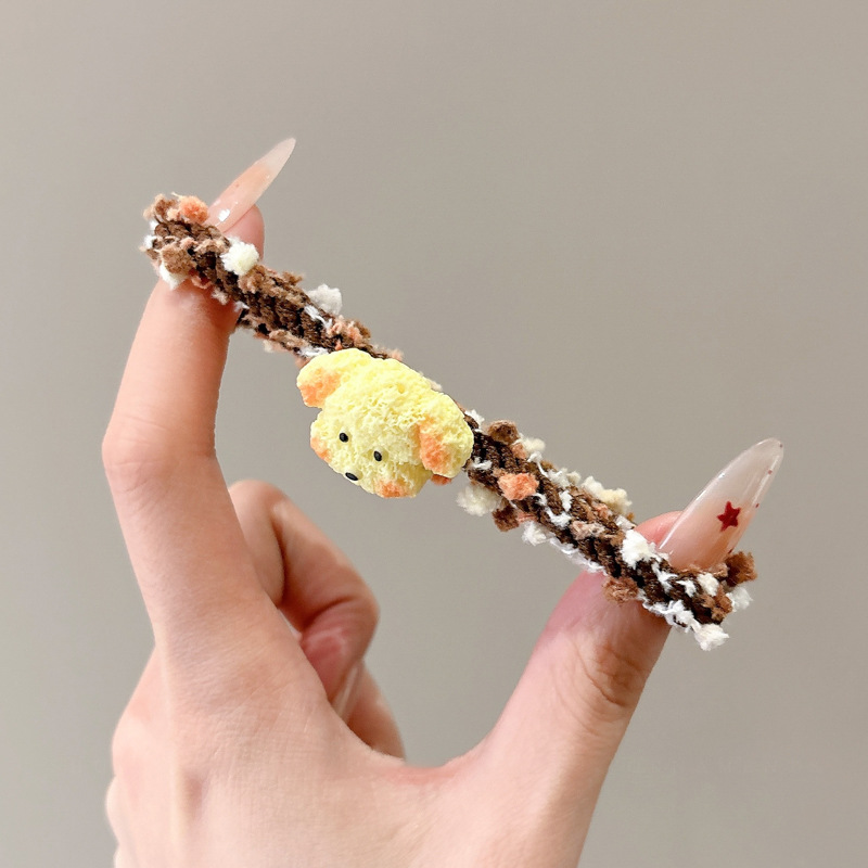 Japón lindos perros de dibujos animados peluche anillo de pelo de color nuevo ins cabello de niña cuerda de cabeza de dibujos animados de cola de caballo