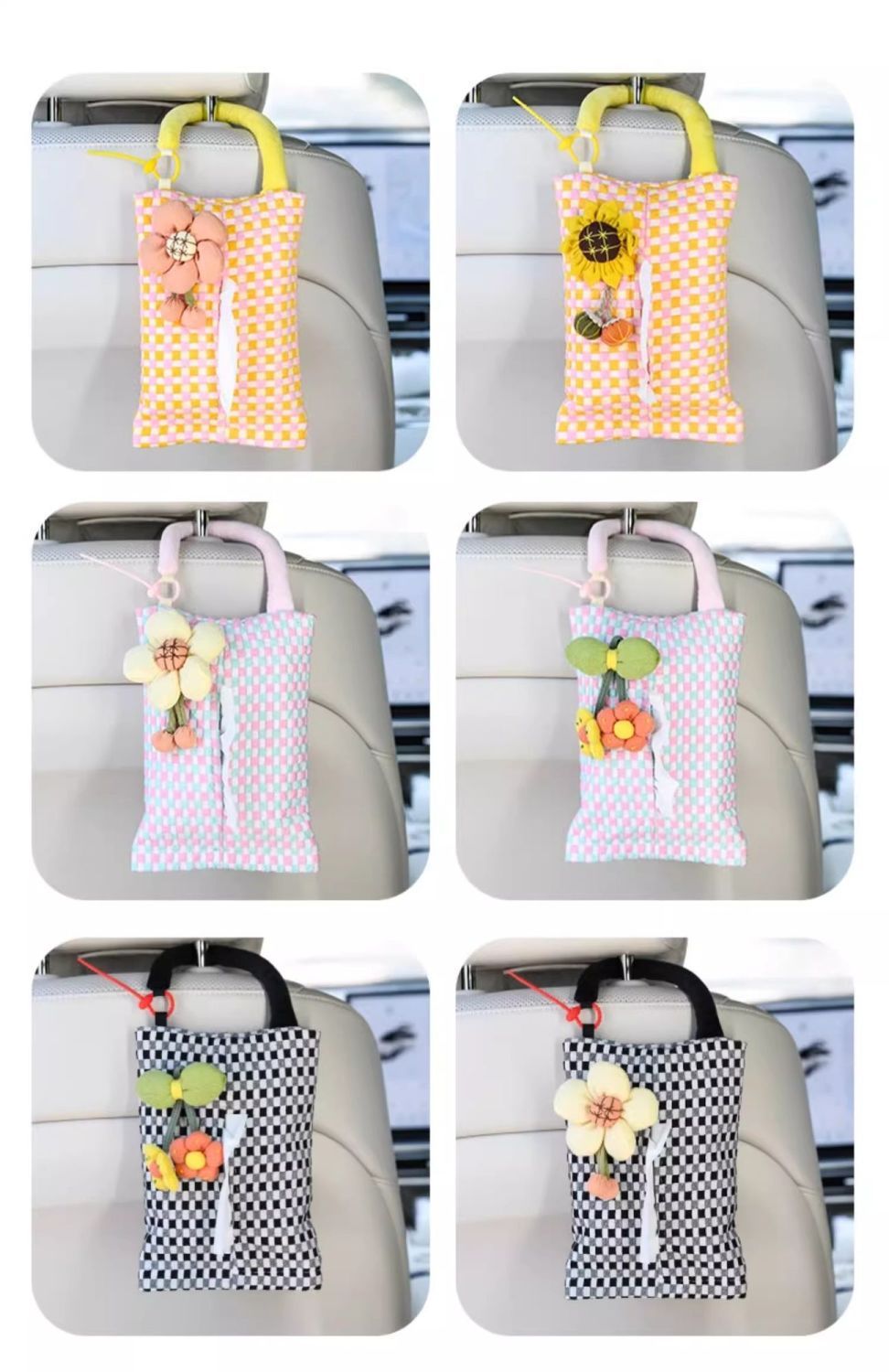 Creative Car Tissue Box Fabric High-end Car Hanging Car Paper Box Car Tissue Box Hanging Bag Popular