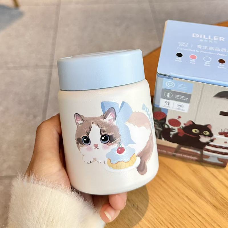 迪乐贝尔猫咪不锈钢学生保温杯女生高颜值猫咪新款便携迷你口袋杯|undefined
