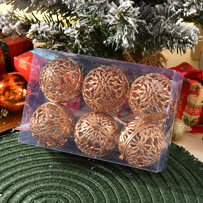 2026 puntos de venta transfronterizos explosivos colgantes de árbol de Navidad bolas de plástico de 6cm caja de PVC polvo de oro agujero bola de Navidad mayorista