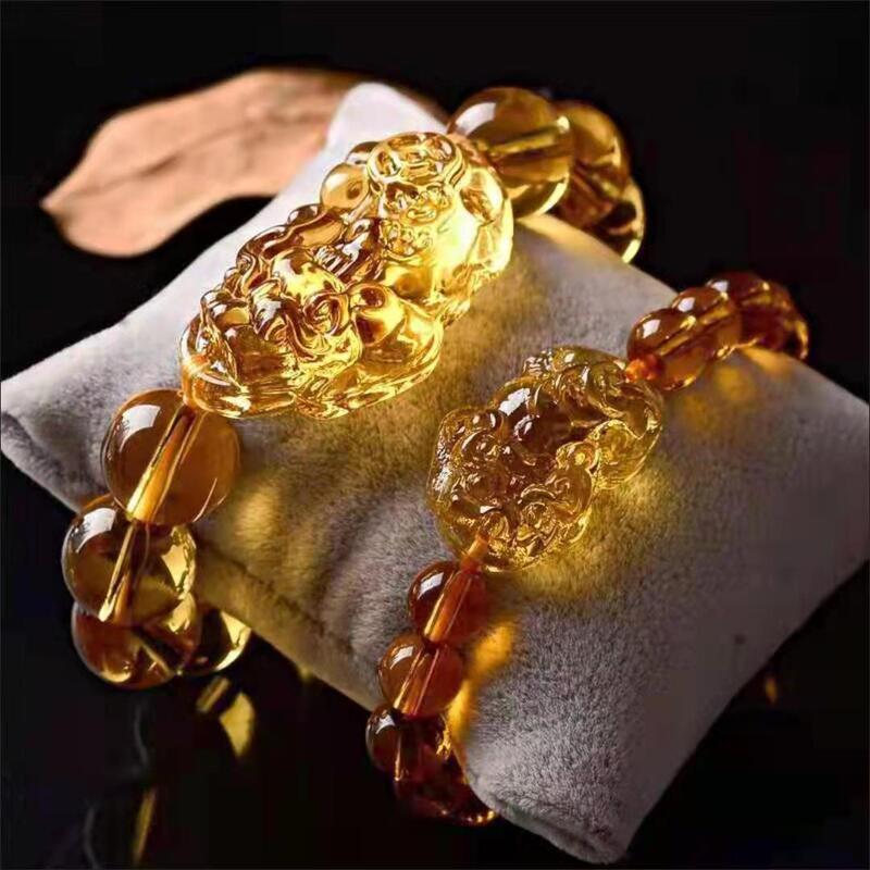 Pixiu Bracelet Imitation Citrine Bracelet for Wealth Transfer Fadeless Bracelet Men's and Women's Korean Fashion Bracelet for Wealth Gathering Pixiu Bracelet Imitation Citrine Bracelet for Wealth Transfer Fadeless Bracelet Men's and Women's Korean Fashion Bracelet for Wealth Gathering