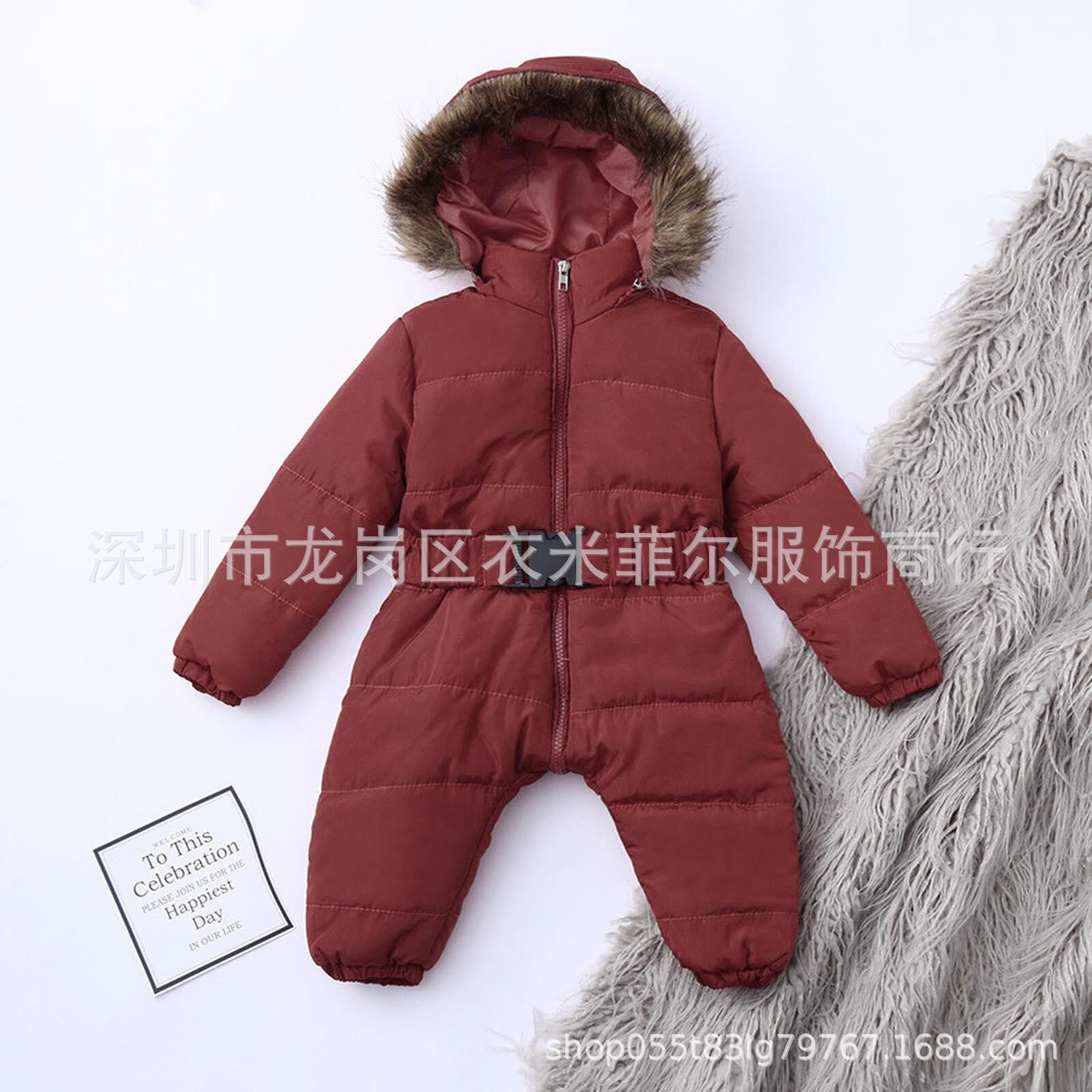2018 New European and American Fashion Children's Large Wool Collar Stitching Thickened Super Warm Coat