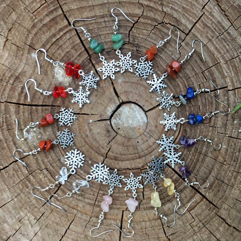 Fashion Snowflake Crystal Beaded Drop Earrings 1 Pair