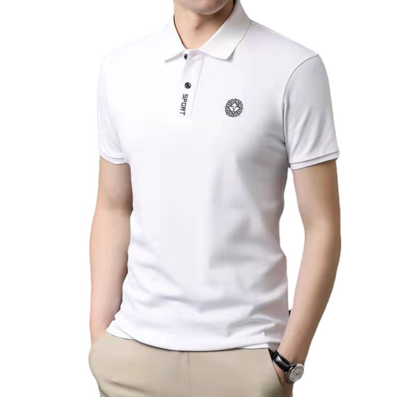 (Soporte de entrega de una pieza) Camiseta de manga corta para hombre de verano solapa más tamaño Polo camisa joven y de mediana edad al por mayor ropa de hombre