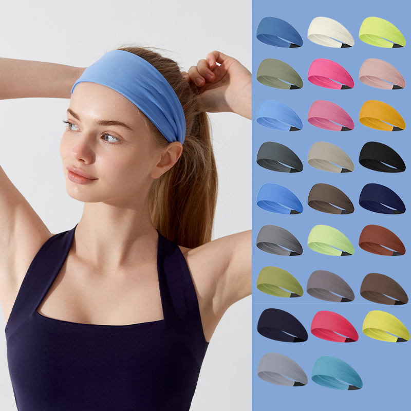 Elastic Headband Sports Headband Women's Antiperspirant Sweat Absorbent Running Fitness Yoga Headband Headband Women's Wide Side