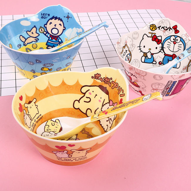 儿童碗食品级密胺材质造型碗宝宝吃饭勺可爱卡通碗小孩专用儿童碗