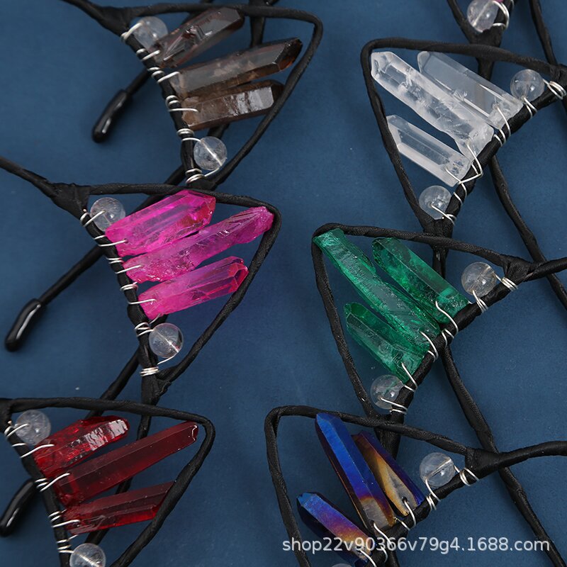 Orejas de gato diadema cristal natural Amazon Venta caliente chapado color accesorios para el cabello hecho a mano fiesta