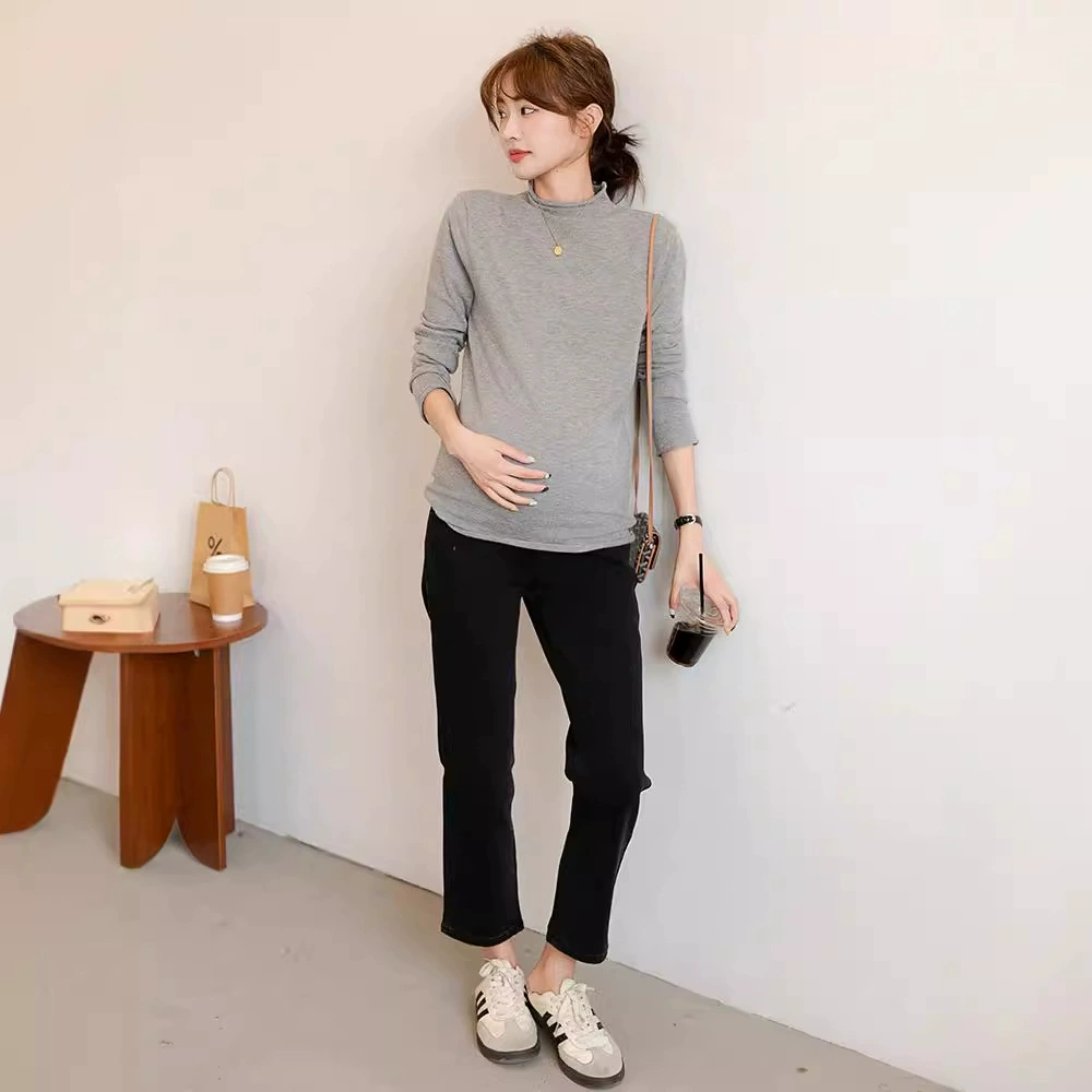 Зимняя одежда для беременных мода с рулонным воротником для беременных