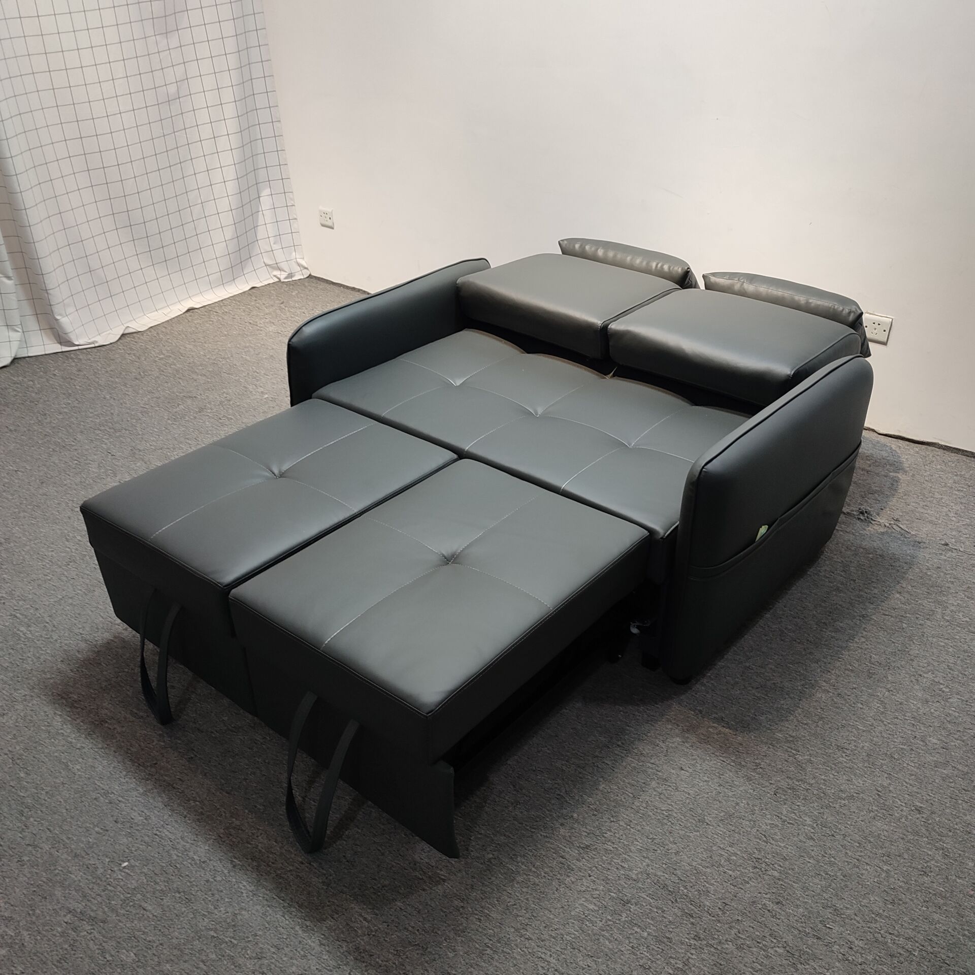 Sofá cama multifuncional plegable de Hong Kong, estilo de cuero, pequeño apartamento de alquiler, empuje y tirar, peinado