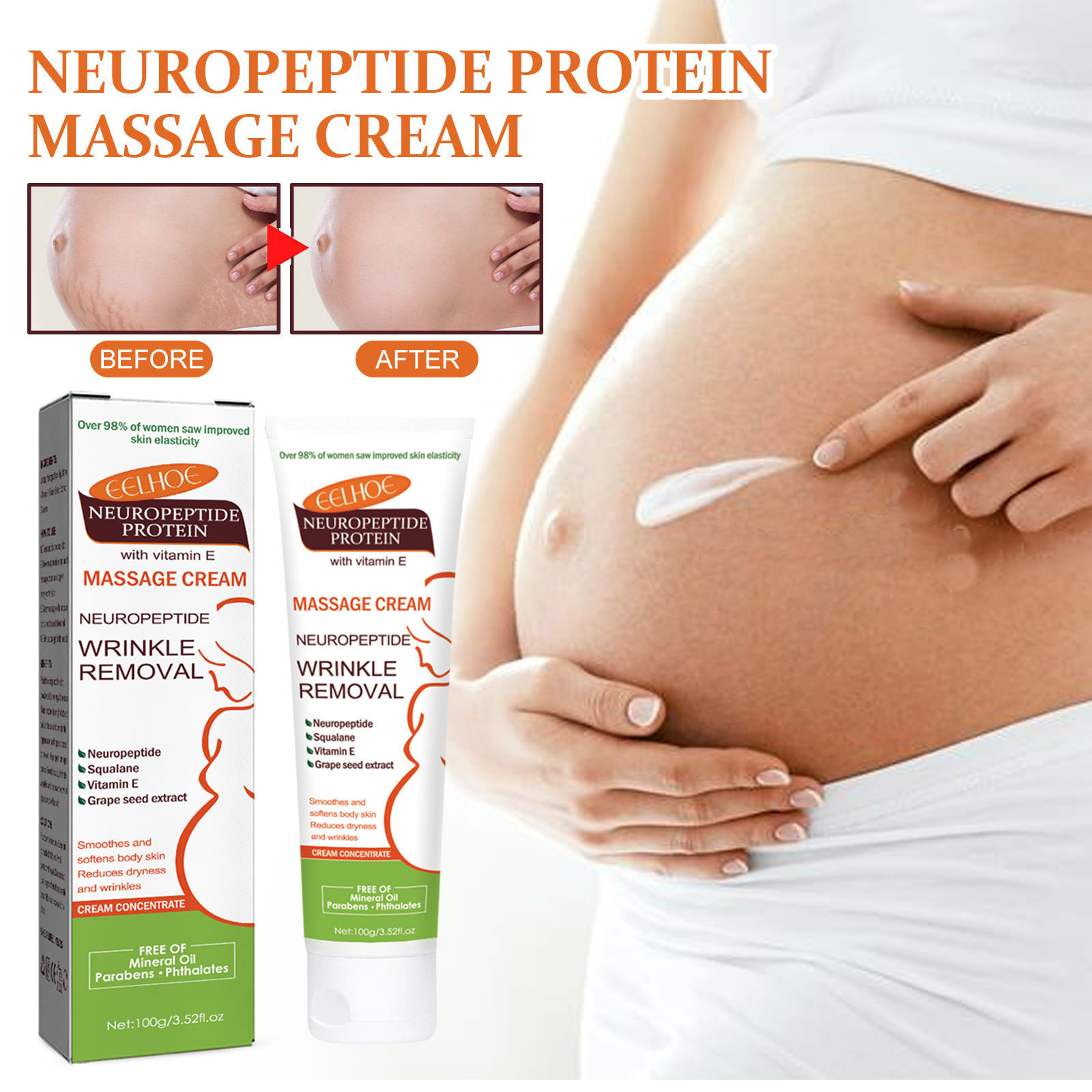 EELHOE Neuropeptide Protein Massage Cream, Reduce Scars, Pregnancy Body Marks, Care, Smooth Skin Massage Cream