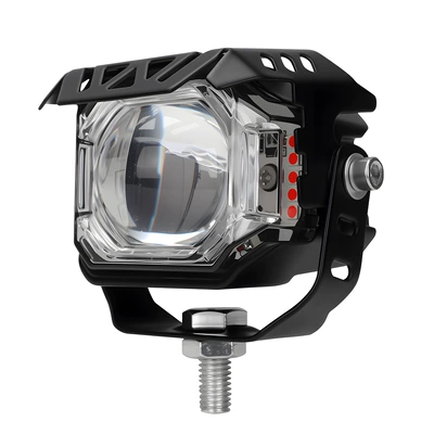 Motorcycle Large Single-Eye Led Spotlight White Yellow Red Blue Flashing Far and Near Integrated Electric Vehicle External Spotlight Car Light (Motorcycle headlights, headlights) - white-yellow-red-and-blue-flash