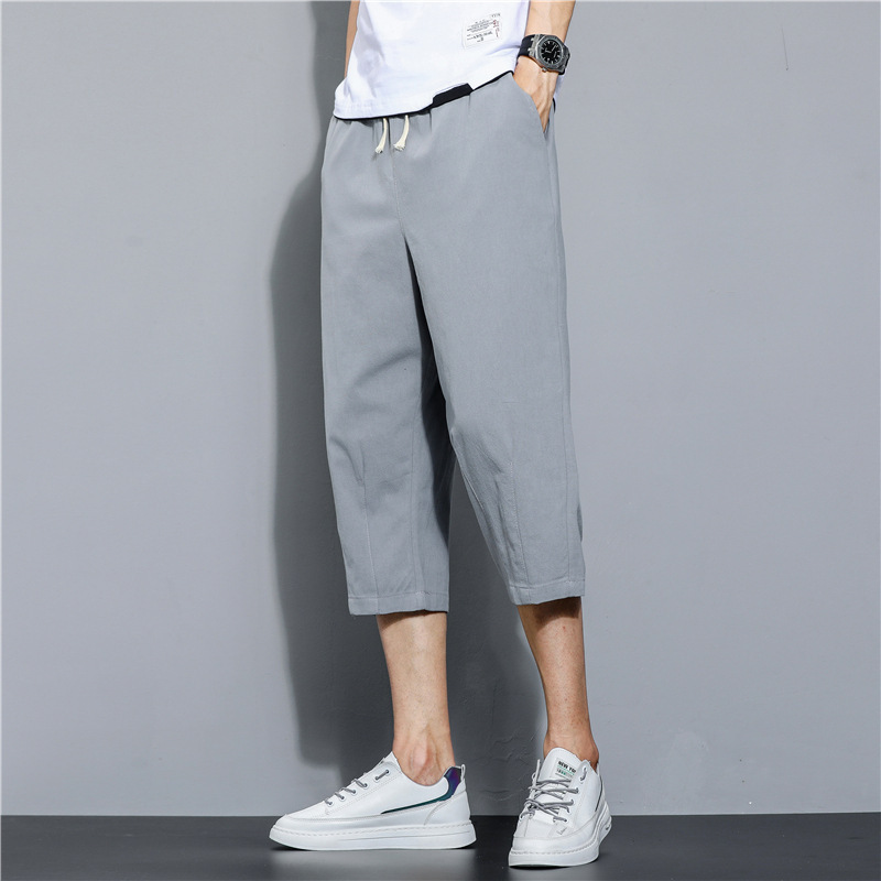 2022 verano nuevo estilo estilo chino pantalones cortos simples de algodón y lino pantalones casuales de lino finos sueltos de gran tamaño japoneses