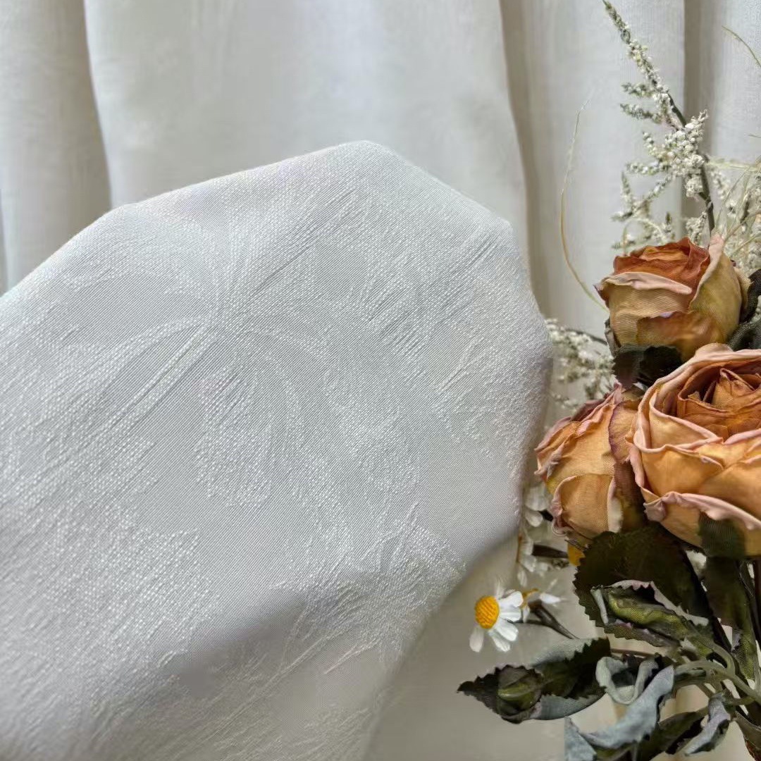 American-Style Cream Vintage Jacquard Window Screen for Living Room, Balcony, and Bedroom, Single Hanging, Extra-High Width, Light-Transmitting but Not See-Through