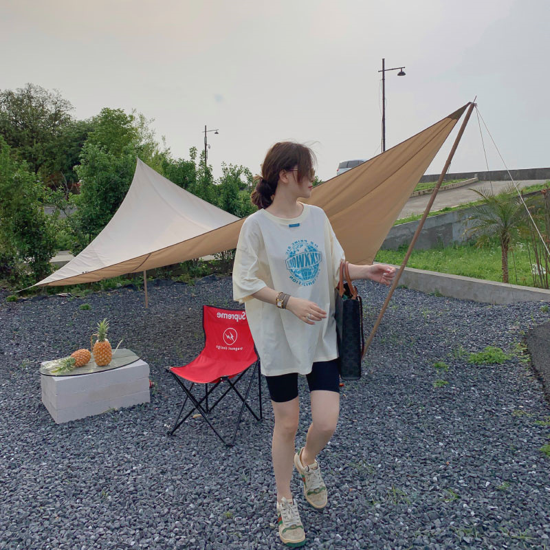 Camiseta de manga corta de estilo coreano de moda para mujer de moda 2023 Verano suelto todo partido casual de manga corta para padres e hijos