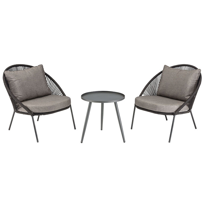 Combinación de sofá de ratán al aire libre Nórdico patio balcón terraza al aire libre ocio impermeable sola mesa de café conjunto de tres piezas image 6