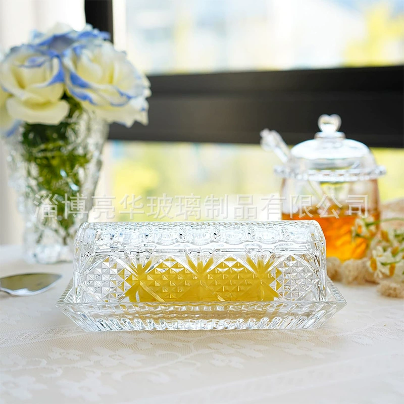 Glass rectangular oil, storage system, dinner plate, for import