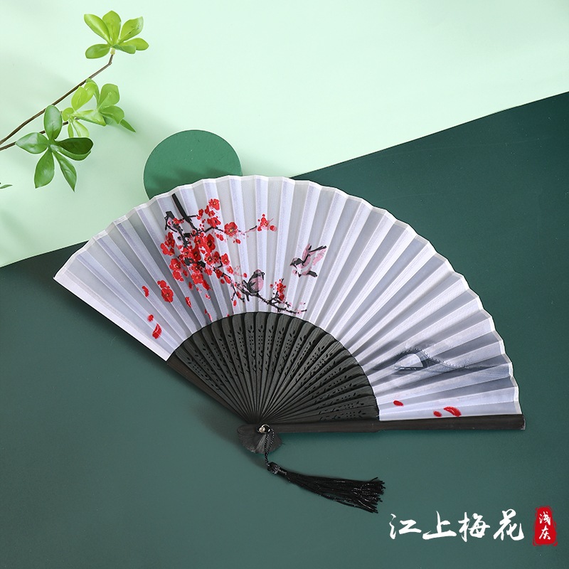 Ventilador plegable de estilo chino de verano estilo antiguo de alta gama Hanfu cheongsam abanico chino abanico de baile plegable para niños abanico de bambú
