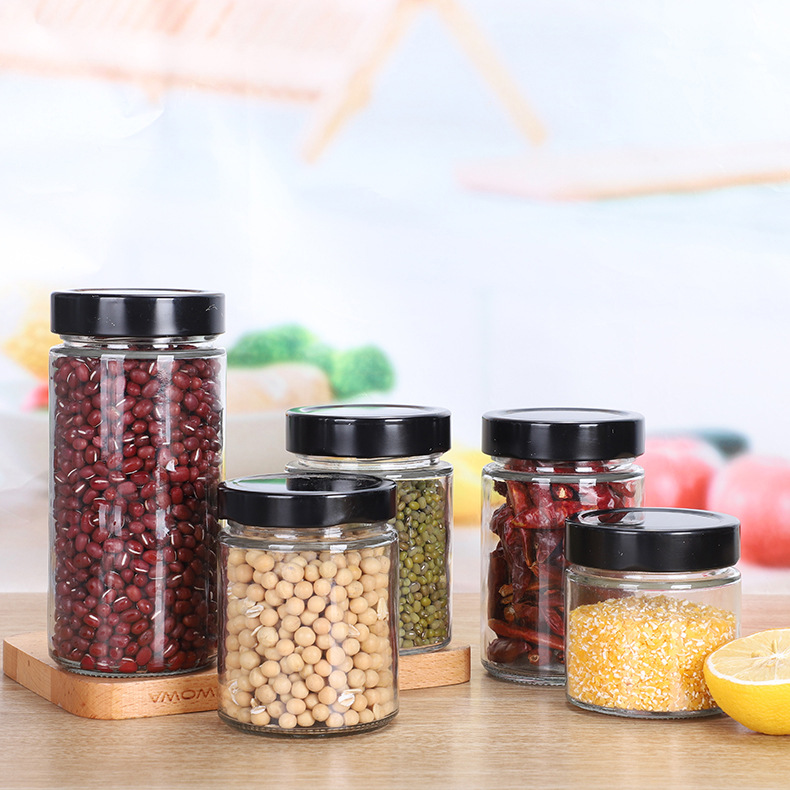 Transparent Food Glass Sealed Storage Jar Cookies Fruit Packaging Bottle Cylindrical Baking Dividing Bottle Wholesale