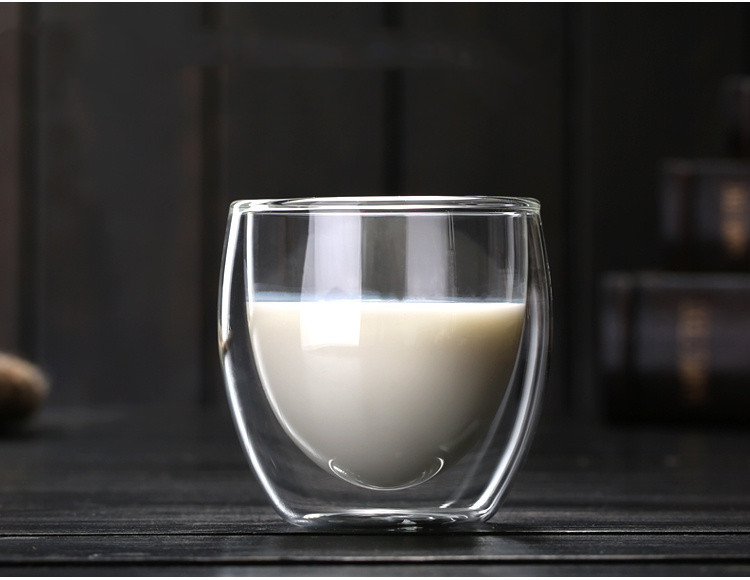 Vaso de Vidrio Transparente en Forma de Huevo, Vaso de Jugo, Leche y Té de Borosilicato Alto, Vaso de Leche Aislado de Doble Capa, Vaso para Bebidas