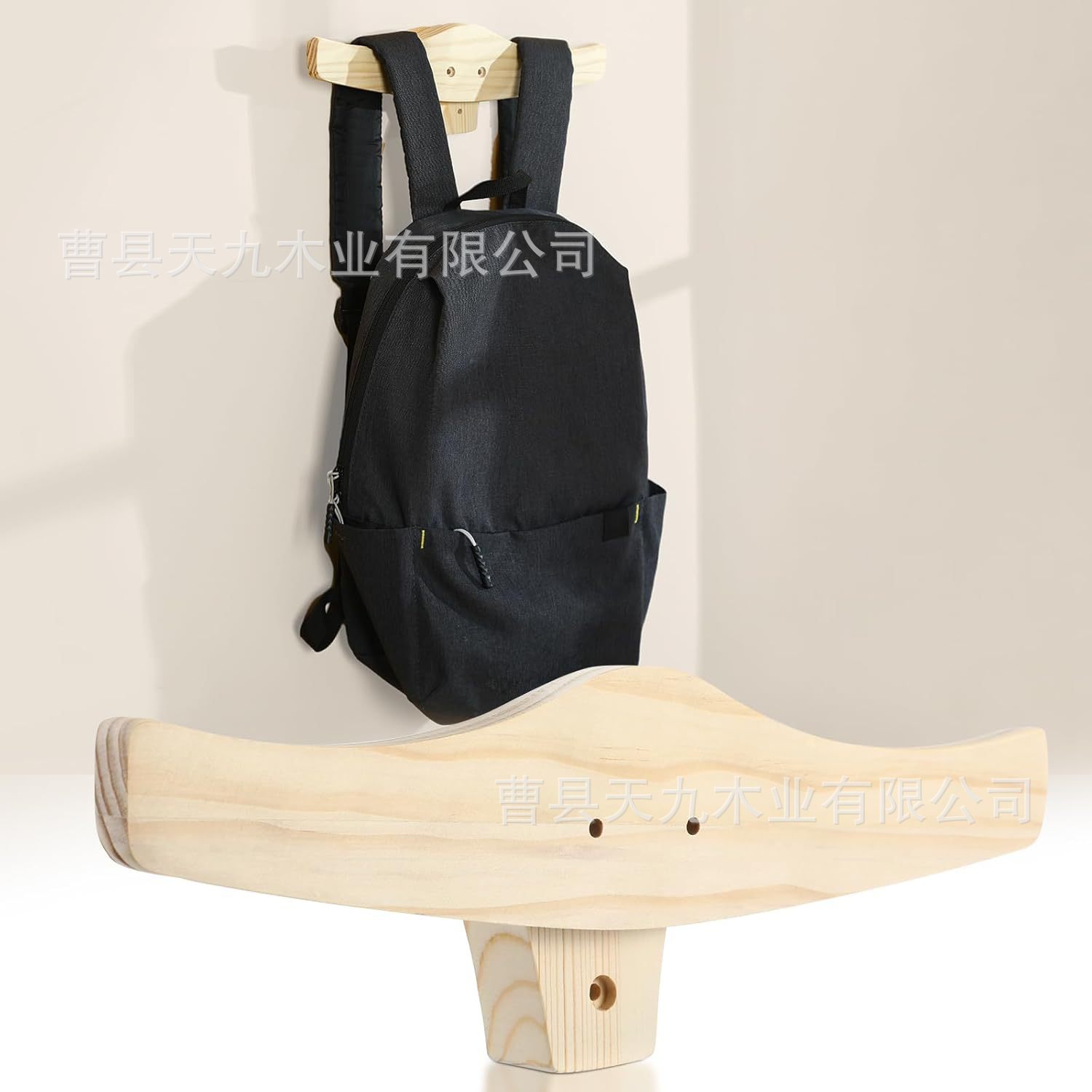 Cross-Border New Backpack Rack Wooden Wall-Mounted Backpack Heavy-Duty Wall-Mounted Rustic Wooden Hook Organizer