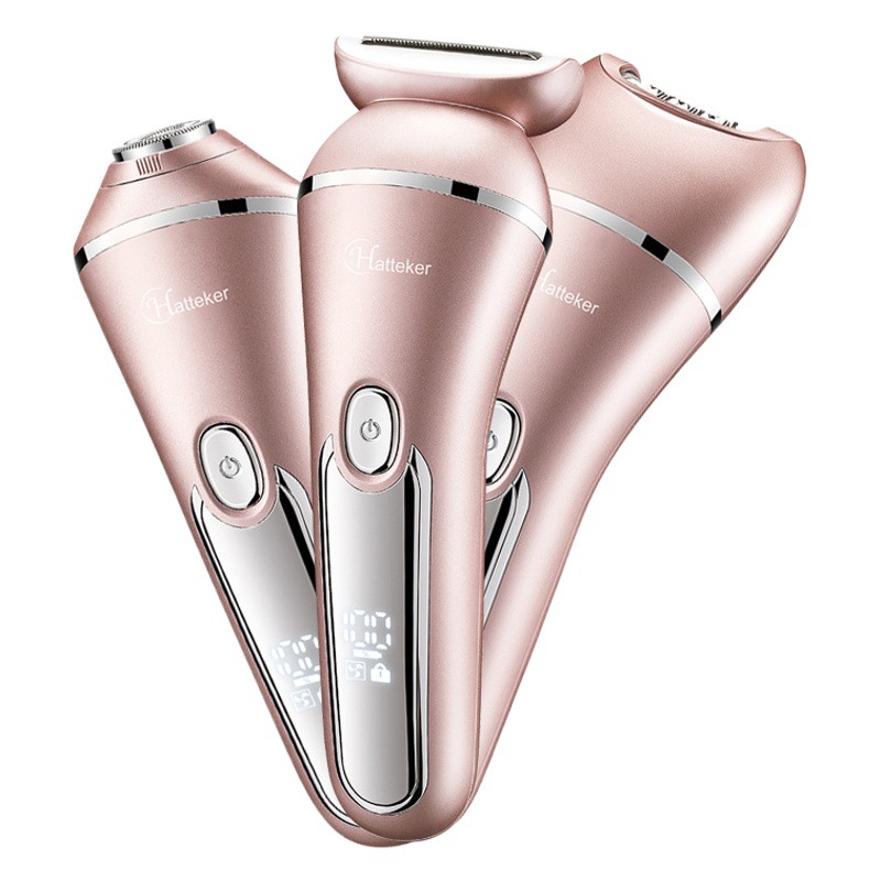 Afeitadora eléctrica multifunción de las mujeres hogar removedor de cabello de reemplazo de tres cabezas lavado de cuerpo completo raspador de cabello de todo el cuerpo image 1