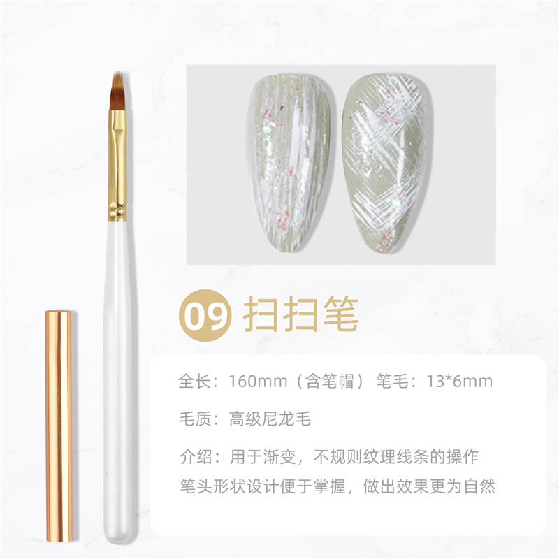 Nuevo estilo japonés de uñas de arte universal pluma pétalo pluma Plaid pluma varilla de madera uñas arte pintura pluma dibujo pluma uñas arte pluma conjunto completo