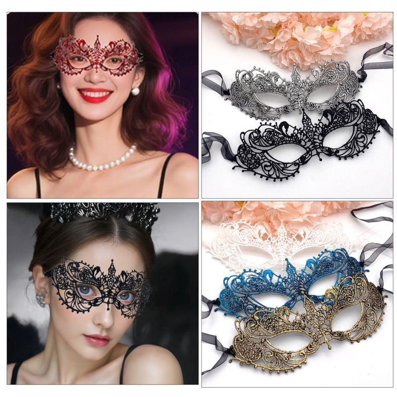 Halloween Props and Costume Supplies Masquerade Party Half-Face Gold-Stamped Lace Mask Eye Mask for Women
