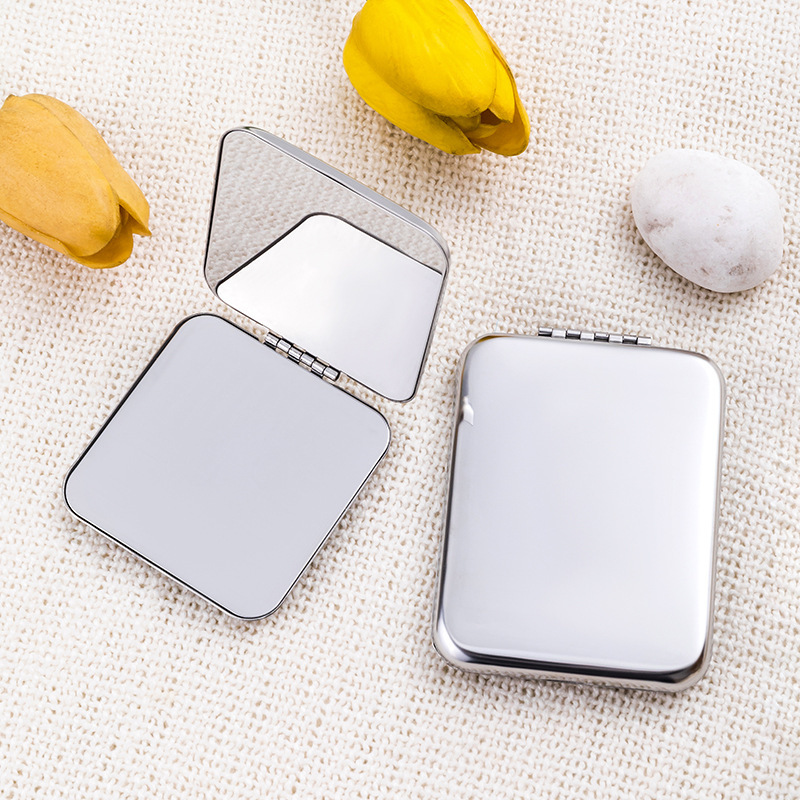 Folding double-sided handheld small mirror stainless steel for…
