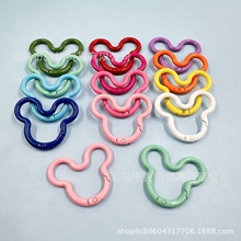 喷漆彩色米奇弹簧扣五金配件 钥匙圈钥匙扣钥匙环彩虹DIY饰品配件