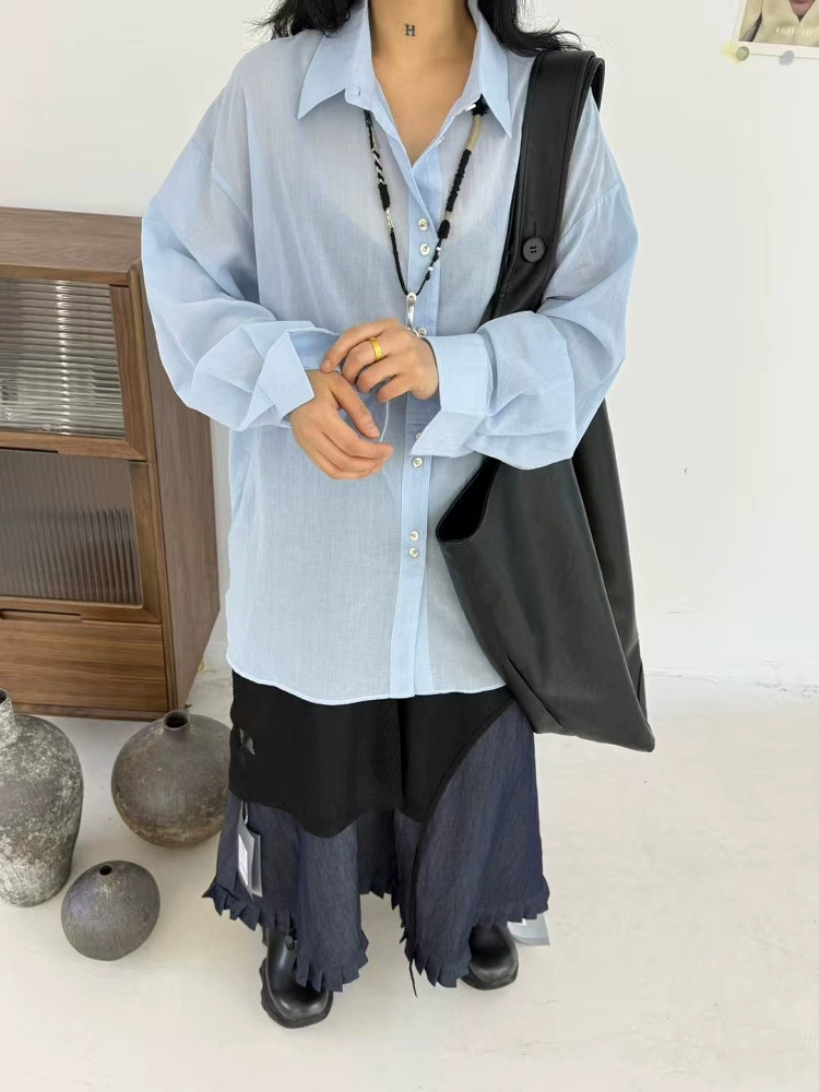 Summer long-sleeve, shirt, Korean style, oversize, plus size, sun protection