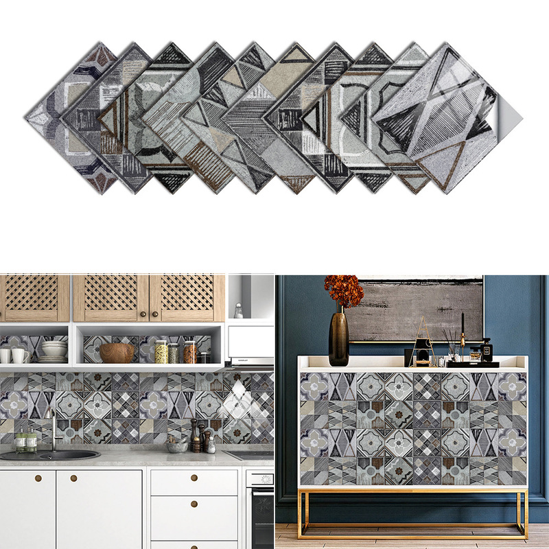 Retro simulation cement Crystal hard tile stickers kitchen backsplash bathroom floor Peel waterproof wall stickers
