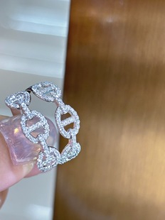 Platinum High-End Jewelry Luxury Pt Platinum Inlaid Diamond Pig Nose Ring Jewelry Tiktok Jewelry Wholesale Dropshipping