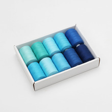 家用缝纫线 渐变蓝10卷套装1000码 402彩线 手缝线 DIY 轴绣花线