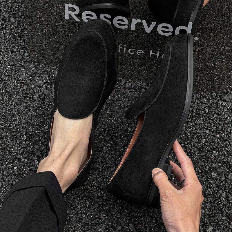 ShoeVault Herren-Slipper mit runder Zehenpartie, elegante Business-Slipper, lässige Derby-Schuhe mit dicker Sohle und erhöhter Absatzhöhe, ideal für Pendler._voghion.com