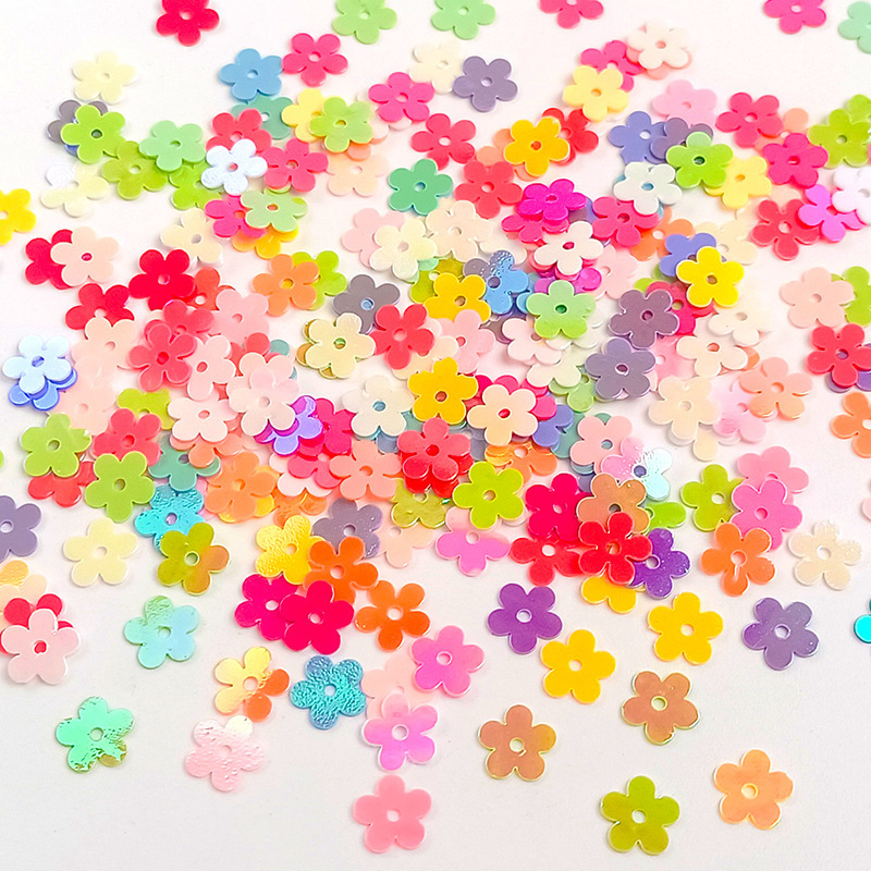 Ya Le Duo flower sequins 7MM five-petal plum flower beads in the hole plane milk color perforated DIY jewelry accessories sequins