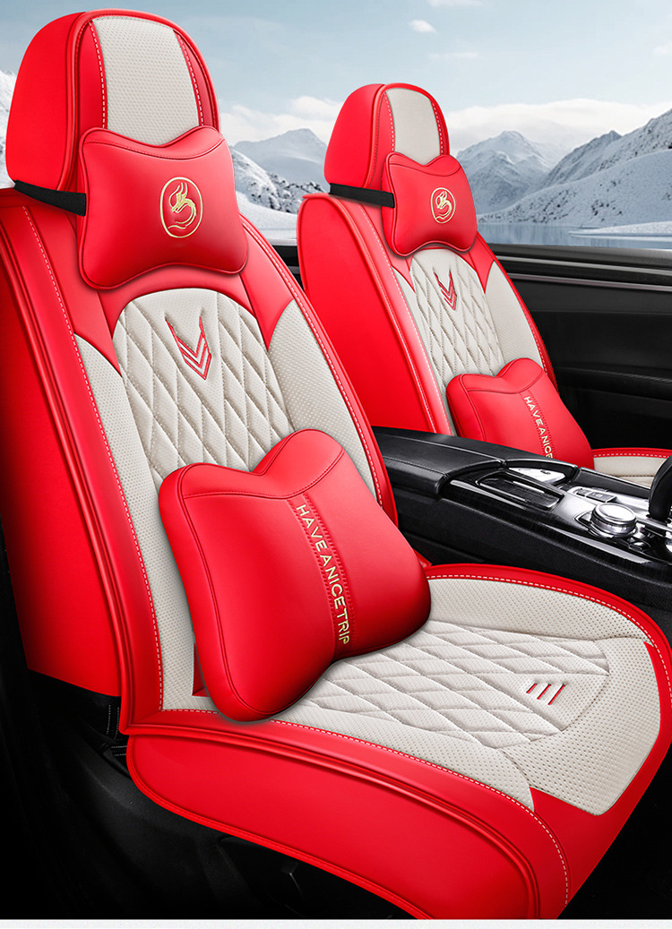 Car Seat Cushion, Waist Support, Wing Protection, Five-Seater Four-Season Cushion, All-Inclusive Seat Cover, Seat Cushion, Nappa Leather, Amazon Europe and America Cross-Border