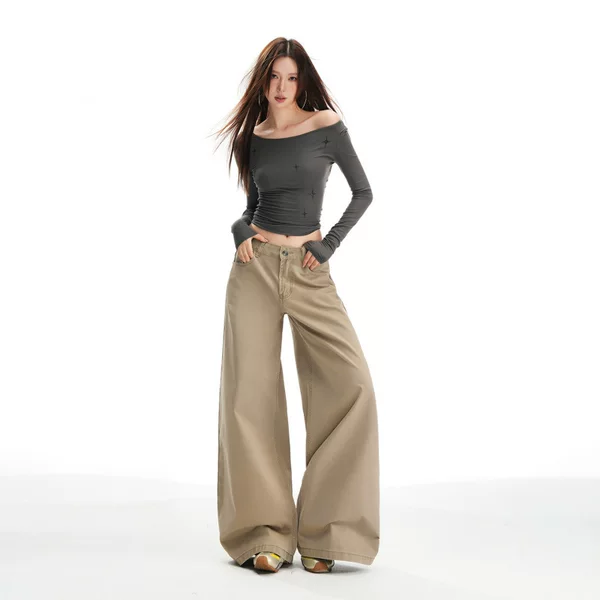 25 New Autumn Style Washed Cotton High-Waisted Slimming Loose Wide-Leg Casual Pants for Women