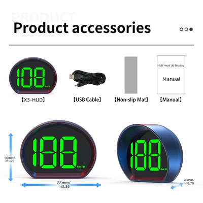 Smart X3 Car HUD Head-Up Display New Energy Instrument GPS Speedometer HUD Code Meter Dual-Mode GPS Beidou (Vehicle HUD) - x3-green-light-kilometer-version-suitable-for-all-vehicle-models