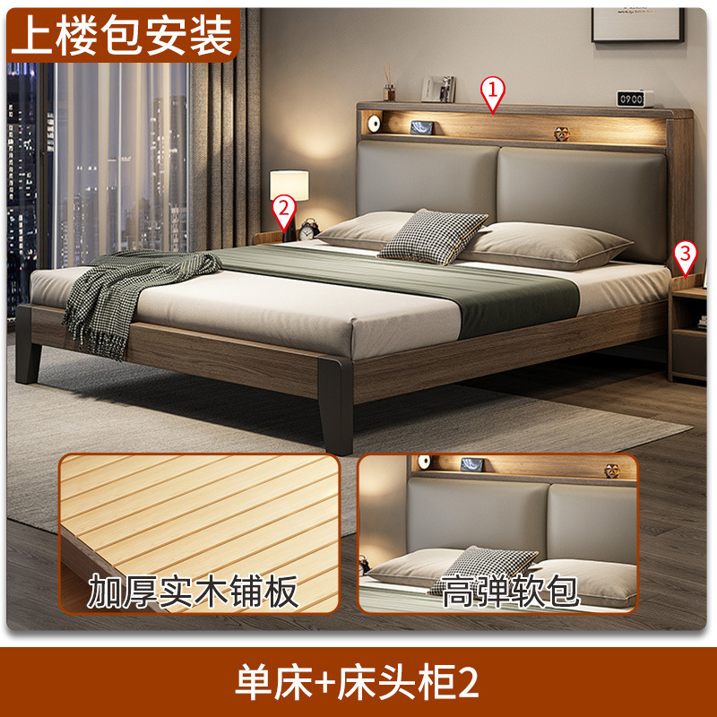 实木床1.8x2米双人床1.5米家用小户型出租房民宿1.2m单人床架|undefined