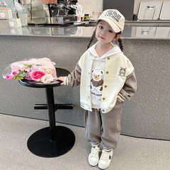 女童春款套裝2024新款洋氣女寶寶春裝衛衣外套兒童裝春季運動衣服