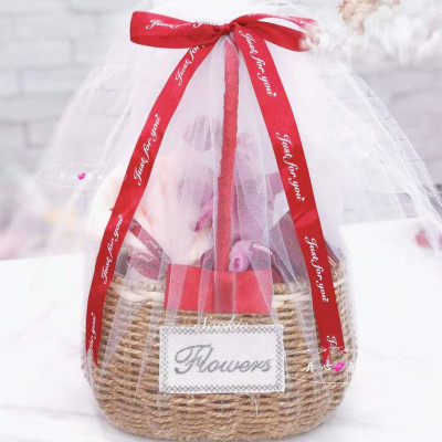 厂家供应草编礼品蓝 结婚伴手礼 椭圆草编礼蓝回礼蓝量大从优