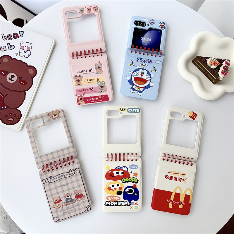 Creative Notebook Suitable for Samsung Zflip7 Generation Foldable Case, Cartoon Cute Samsung Zflip5/6 Phone Case