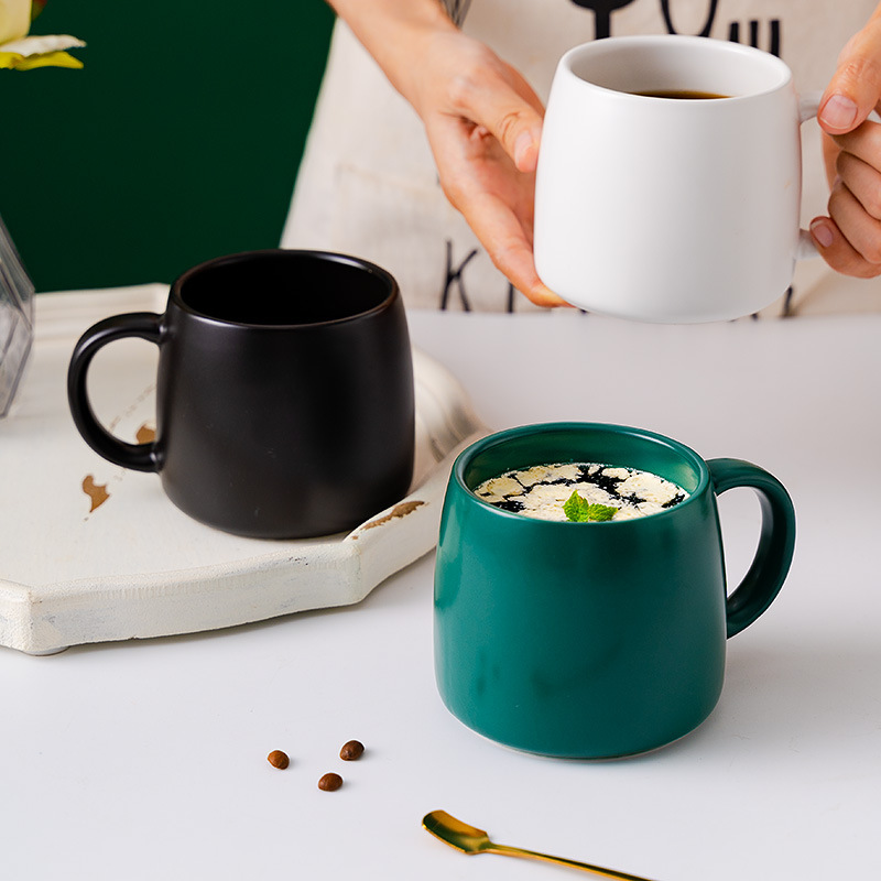 新品家用创意陶瓷喝水杯办公室咖啡杯釉下彩牛奶杯情侣马克杯外贸