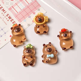 可爱卡通卡皮巴拉树脂配件DIY手工饰品手机壳发夹贴片奶油胶材料