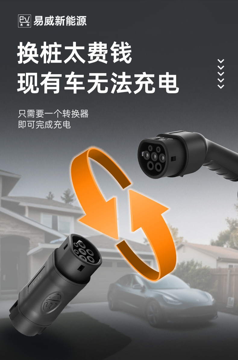 Adapter New Energy Vehicle Charging Connector US to European Type2 Charging Pile Converter European Standard to US Standard