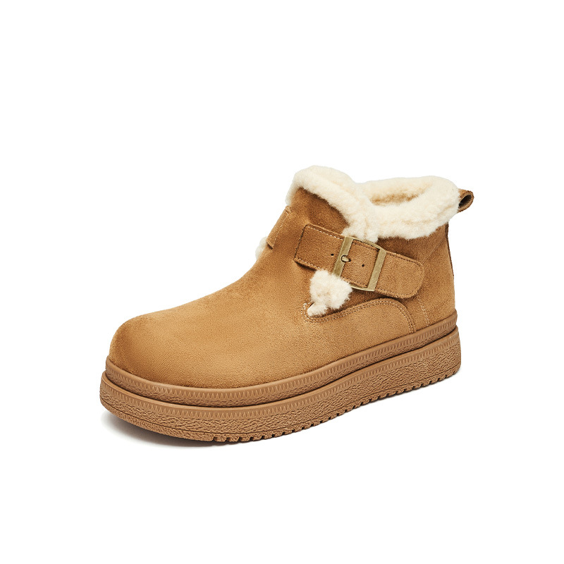 Botas de nieve de fondo grueso para mujeres 2025 nuevos zapatos de algodón de invierno con un pedazo de botas cortas de Burken incluidas